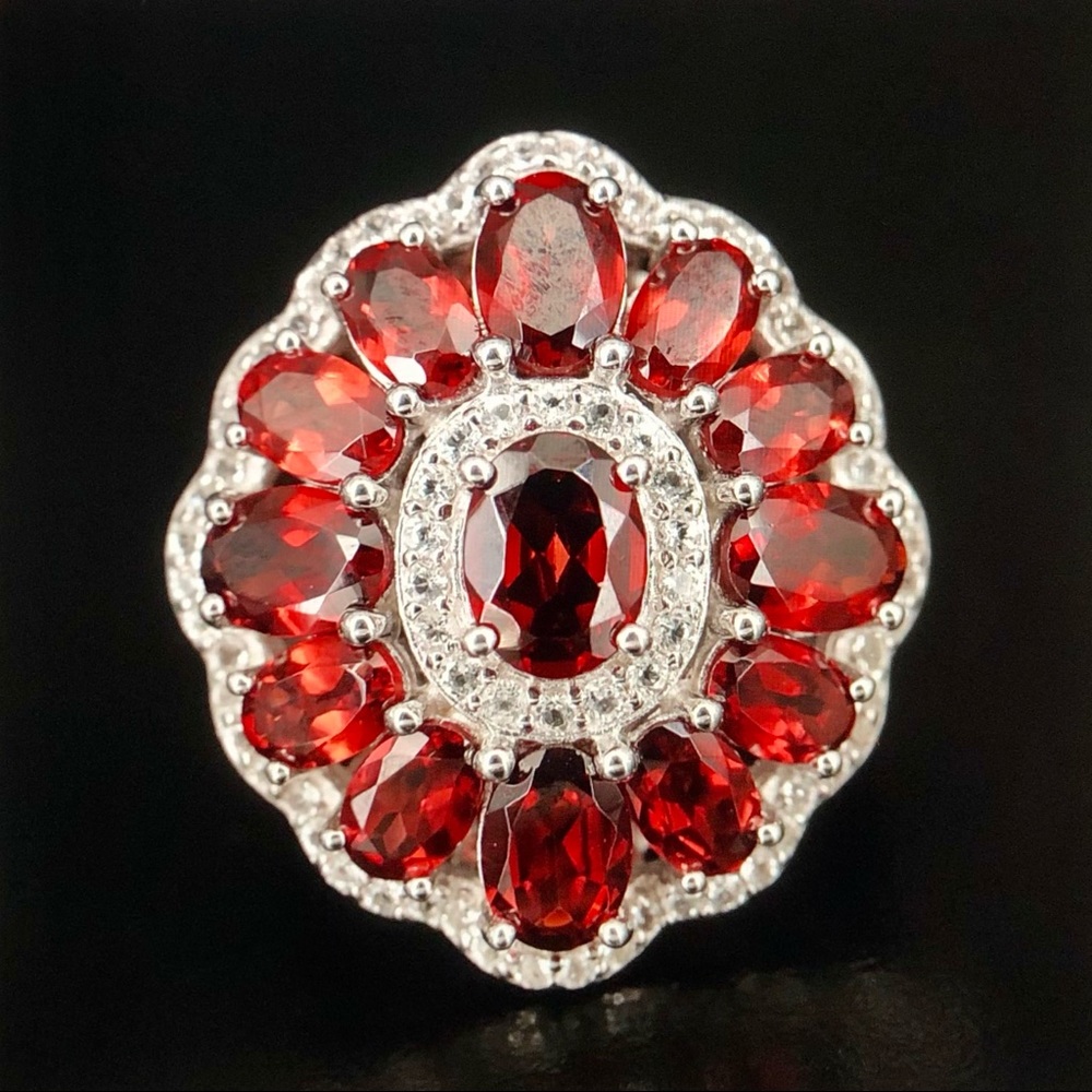 Item #0081 Garnet, Topaz and Sterling Silver Ring